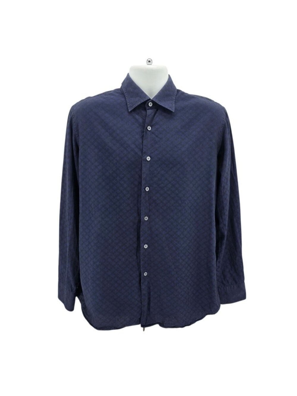Paul Smith London Mens 42 - 16 1/2 Shirt Jacquard Pattern Blue Black Button Down